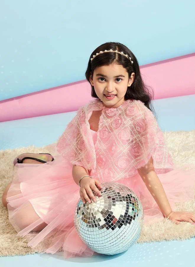 Stylo Bug Embellished Cape Sleeves A-Line Dress by Styli