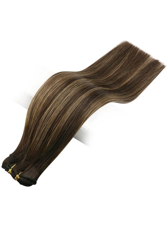 Full Shine Clip In Hair Extensions Human Hair Balayage Color 2 Darkest Brown Fading To 8 Ash Brown Highlight With 2 Hair Extension Clip Ins 7 Pcs Remy Clip In Hair 100 Gram 12 Inch - Image 3