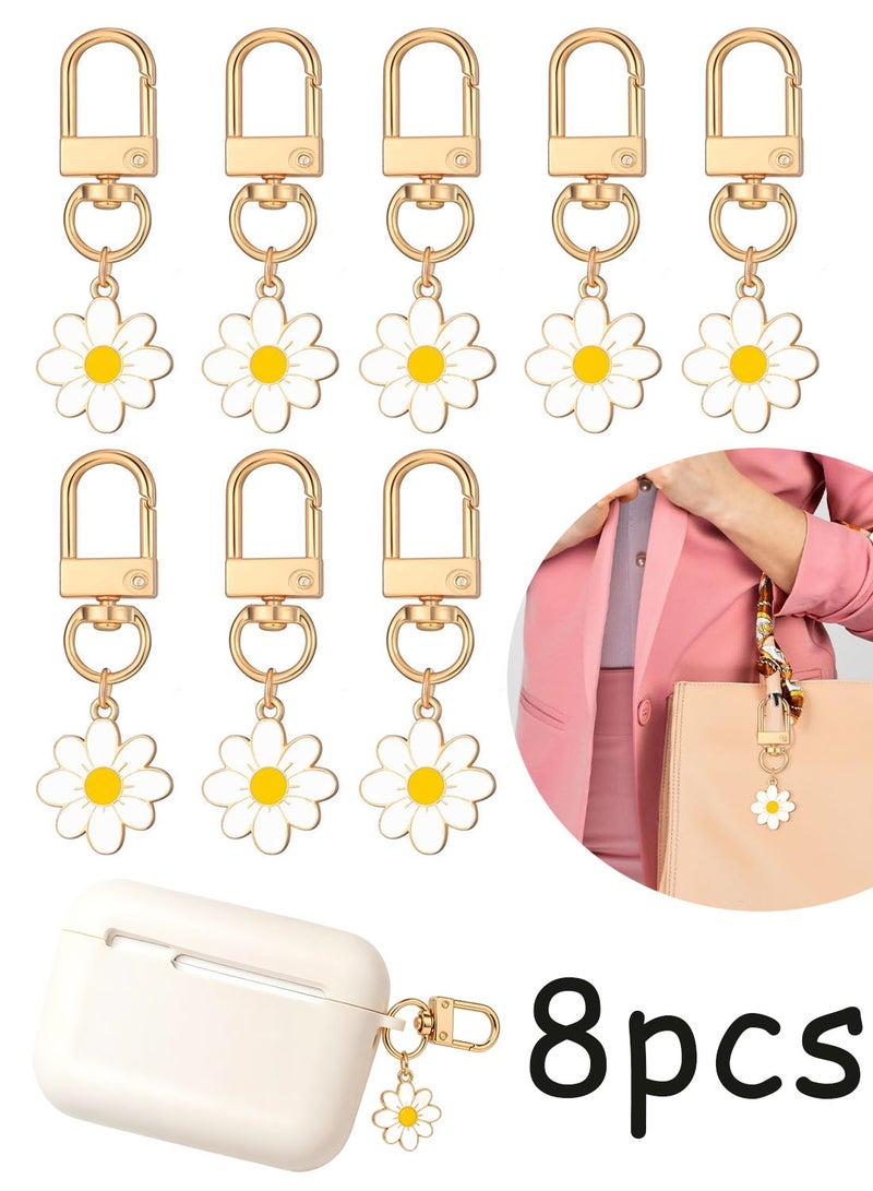 8 Pcs Spring Flower Enamel Keychain Daisy Cherry Boho Purse Charms Fashion Handbag Accessories For Women - Image 1