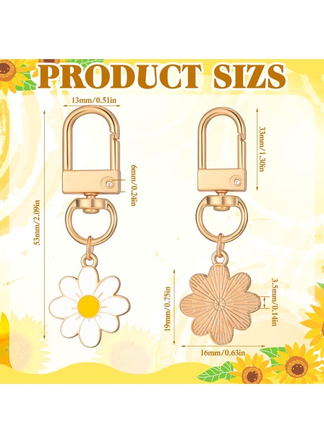 8 Pcs Spring Flower Enamel Keychain Daisy Cherry Boho Purse Charms Fashion Handbag Accessories For Women - Image 2