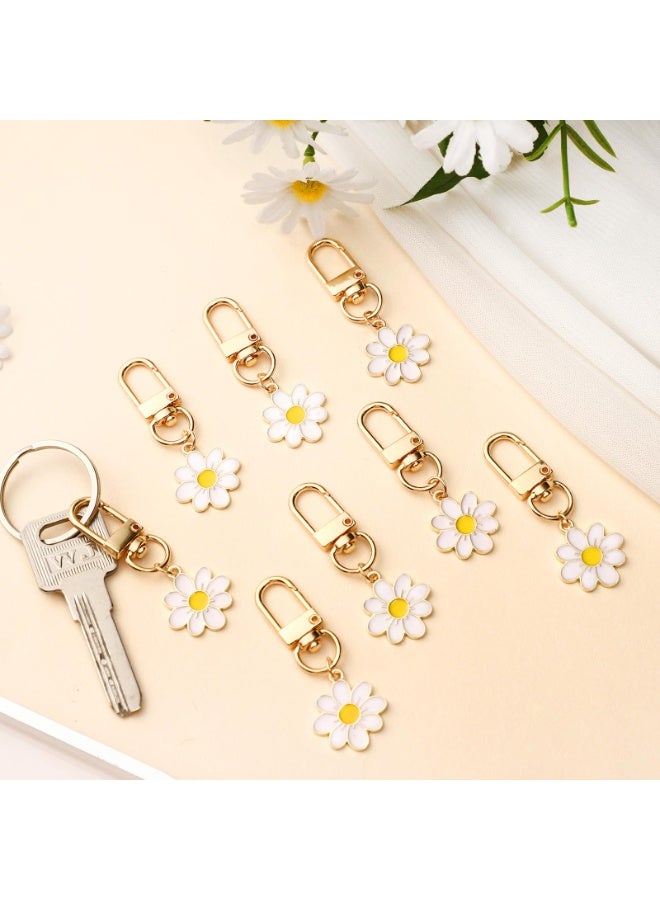 8 Pcs Spring Flower Enamel Keychain Daisy Cherry Boho Purse Charms Fashion Handbag Accessories For Women - Image 4