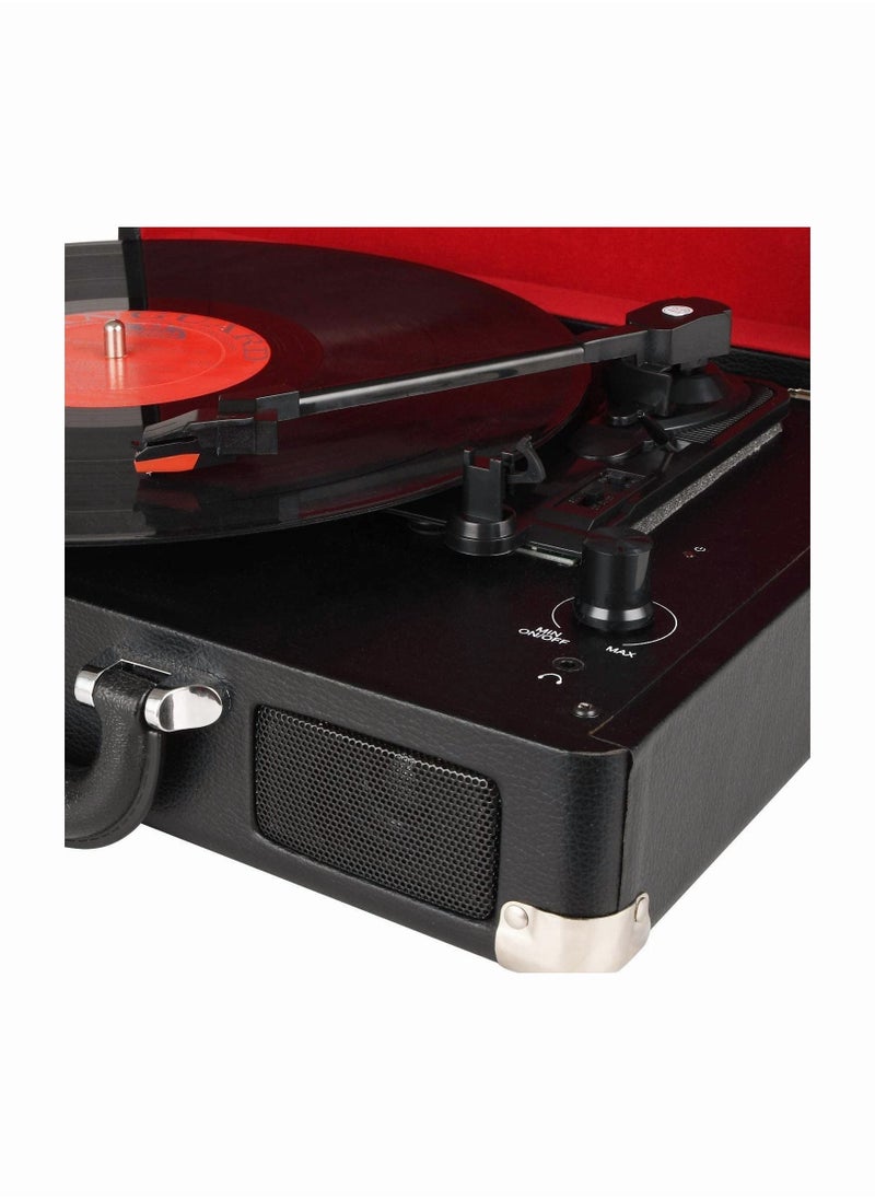 Generic - Vinyl Record Player with USB Turntable 3 Speed Built-in Stereo Speakers, Supports USB/RCA Output/Headphone Jack/MP3/Mobile Music Player Carrying Case Design(Black) - Image 1