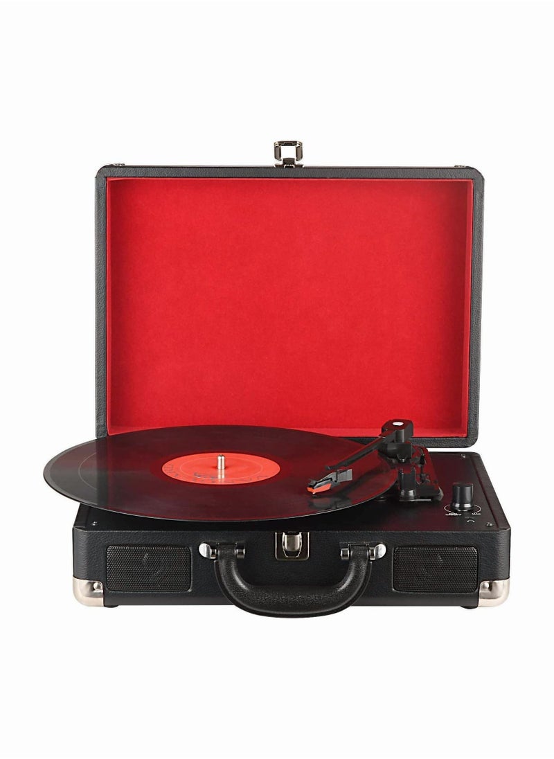 Generic - Vinyl Record Player with USB Turntable 3 Speed Built-in Stereo Speakers, Supports USB/RCA Output/Headphone Jack/MP3/Mobile Music Player Carrying Case Design(Black) - Image 1