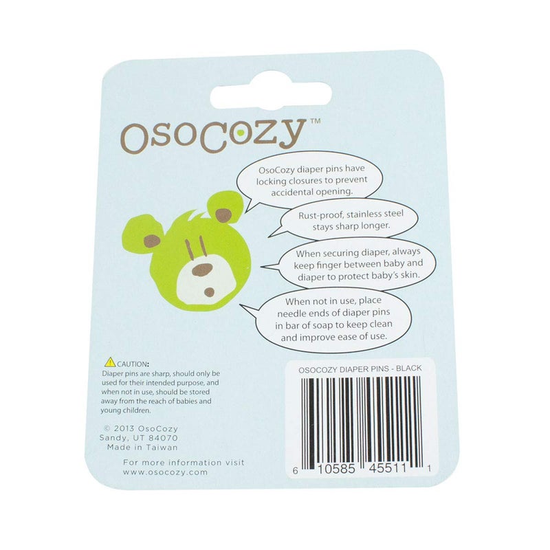 OsoCozy Diaper Pins - (Black) - Sturdy, Stainless Steel Diaper Pins with Safe Locking Closures - Use for Special Events, Crafts or Colorful Laundry Pins, 8 Count (Pack of 1) - Image 2