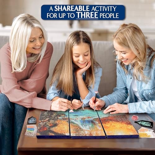 ArtSkills Diamond Painting Kit, Diamond Art on Framed Canvas with Gem Storage Case and Accessory Kit, Waterfall, 3 Stretched Canvas Panels, 14” x 7” Each - Image 5