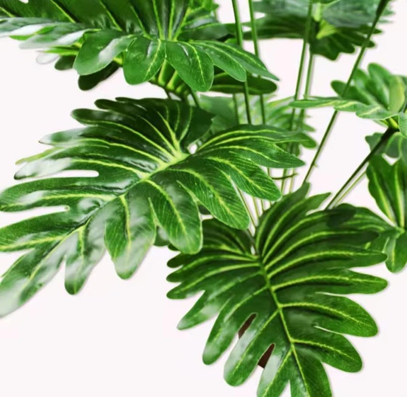VRB Dec Plastic 1 Pcs Artificial Plants with Pot Plants Leaves Tree Tropical 12 Palm Leaves Faux Areca Plants Indoor Real Touch Monstera Plant for Home/Decor (Palm Leaf Plant with Pot), Green - Image 4