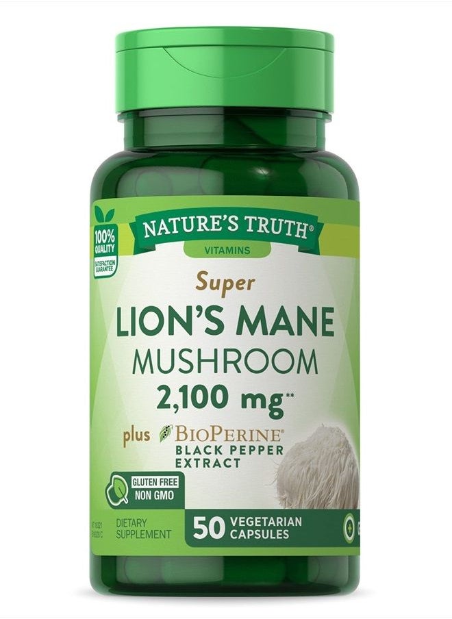 Nature's Truth Lions Mane Mushroom Supplement | 2100mg | 50 Capsules | Vegetarian, Non GMO & Gluten Free Extract | by Nature's Truth  - Image 1