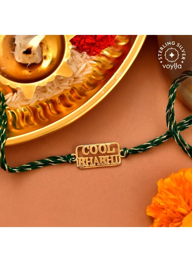VOYLLA 925 Sterling Silver Cool Bhabhi Gold Micron Plated Thread Rakhi