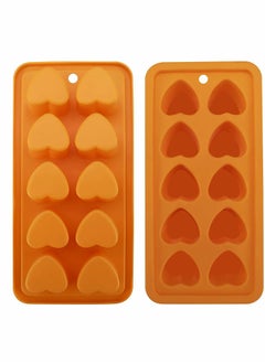 Y&D Silicone Ice Cube Trays Set of 2 Fun Shapes to Make Heart-shaped Cube, Easy Release for Water Bottles, BBaby Food, BPA Free and Dishwasher Safe(Orange).  - Image 1