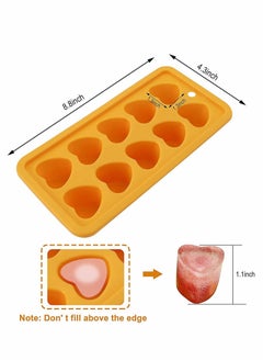 Y&D Silicone Ice Cube Trays Set of 2 Fun Shapes to Make Heart-shaped Cube, Easy Release for Water Bottles, BBaby Food, BPA Free and Dishwasher Safe(Orange).  - Image 4