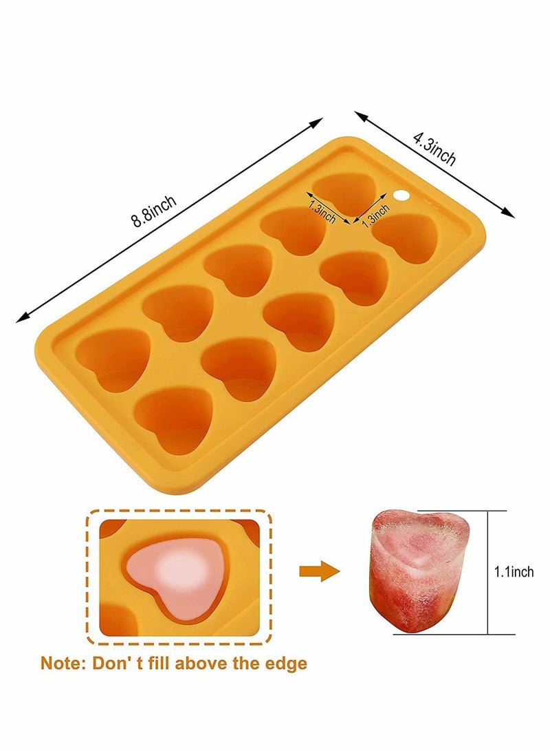 Y&D Silicone Ice Cube Trays Set of 2 Fun Shapes to Make Heart-shaped Cube, Easy Release for Water Bottles, BBaby Food, BPA Free and Dishwasher Safe(Orange).  - Image 4