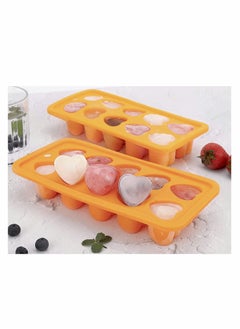 Y&D Silicone Ice Cube Trays Set of 2 Fun Shapes to Make Heart-shaped Cube, Easy Release for Water Bottles, BBaby Food, BPA Free and Dishwasher Safe(Orange).  - Image 5