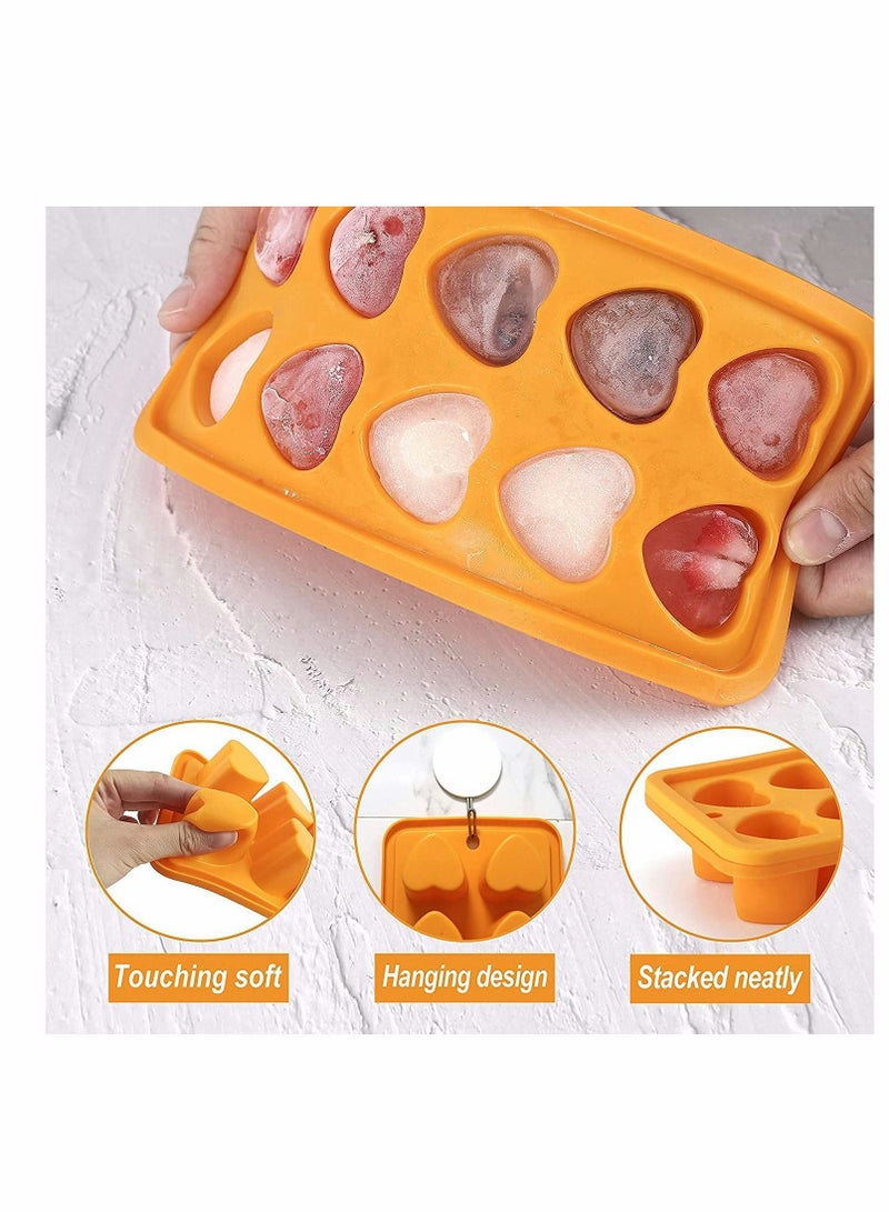 Y&D Silicone Ice Cube Trays Set of 2 Fun Shapes to Make Heart-shaped Cube, Easy Release for Water Bottles, BBaby Food, BPA Free and Dishwasher Safe(Orange).  - Image 3