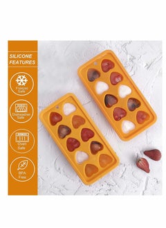 Y&D Silicone Ice Cube Trays Set of 2 Fun Shapes to Make Heart-shaped Cube, Easy Release for Water Bottles, BBaby Food, BPA Free and Dishwasher Safe(Orange).  - Image 2