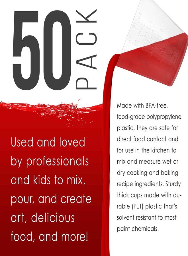 Pouring Masters أكواب قياس السوائل من بورينغ ماسترز، سعة 90 مل (3 أونصة) - أكواب بلاستيكية مدرجة (عبوة من 50 كوبًا) مع 25 عصا - أكواب خلط قابلة لإعادة الاستخدام للطلاء، والحرف اليدوية، والمطبخ، والمختبر، واللوازم الطبية، وراتنج الإيبوكسي، والفنون - Image 4