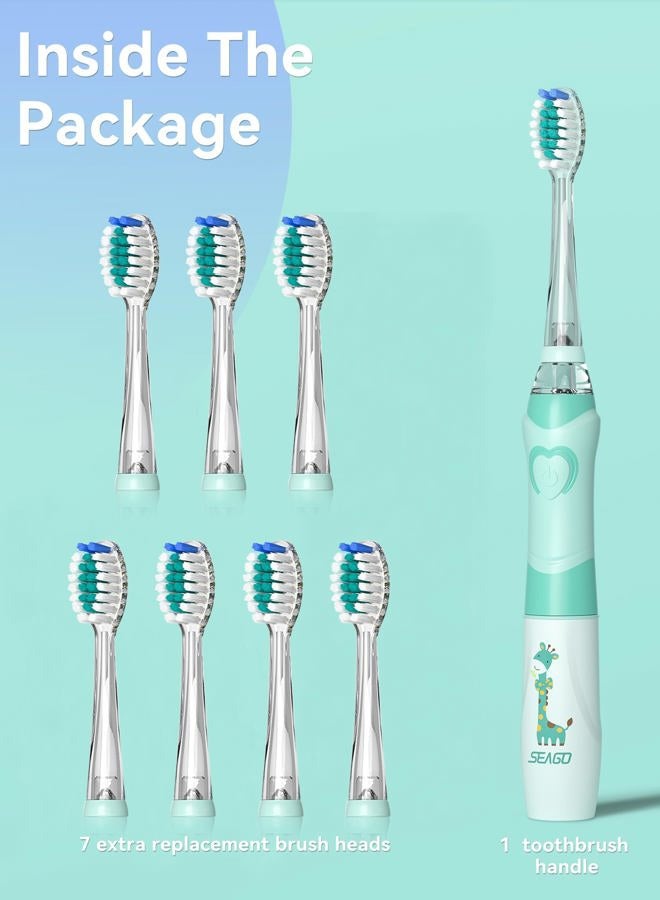 SEAGO Kids Electric Toothbrush with 2 Mins Brushing Timer and 8 Replacement Bursh Heads,Rainbow LED Light Make Brushing Fun, Pink Color Girls Battery Powerd Toothbrush for 5-8 Years Old - Image 5