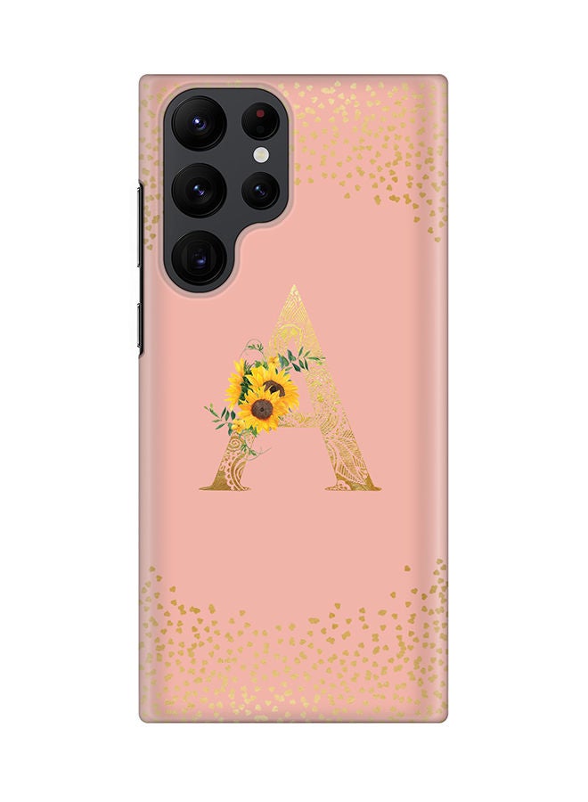 Stylizedd Monogram Slim Cover for Samsung Galaxy S22 Ultra 5G Case Custom Initials Letter Floral Pattern Snap Series Mobile Cover Matte Alphabet  - A (Rose Pink) - Image 1