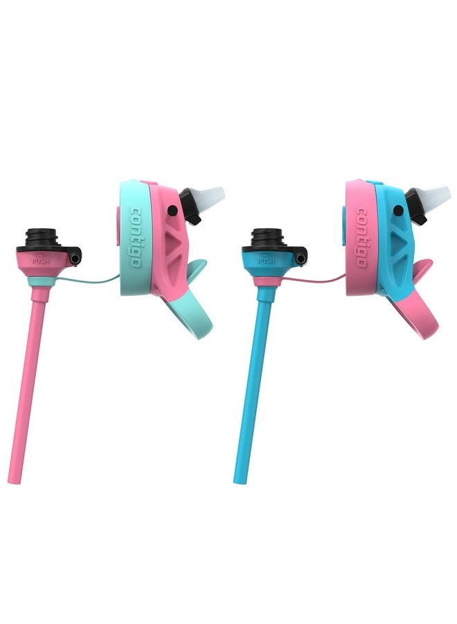 Contigo Aubrey Kids Cleanable Water Bottle With Silicone Straw And Spillproof Lid Dishwasher Safe 20Oz 2Pack Azaleajade & Blue Raspberryazalea - Image 4