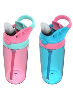 Contigo Aubrey Kids Cleanable Water Bottle With Silicone Straw And Spillproof Lid Dishwasher Safe 20Oz 2Pack Azaleajade & Blue Raspberryazalea  - Image 3