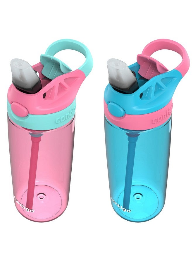 Contigo Aubrey Kids Cleanable Water Bottle With Silicone Straw And Spillproof Lid Dishwasher Safe 20Oz 2Pack Azaleajade & Blue Raspberryazalea - Image 3