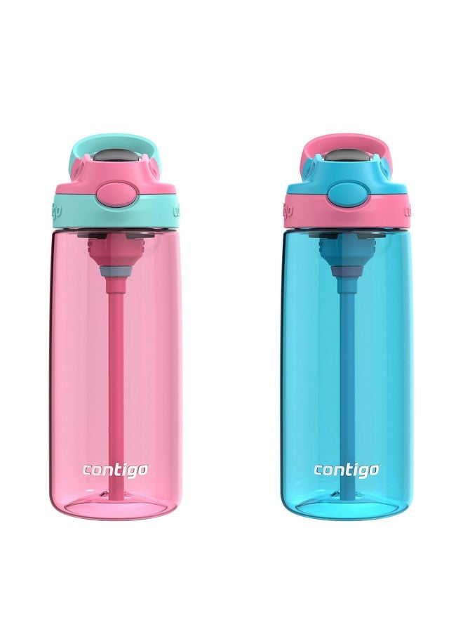 Contigo Aubrey Kids Cleanable Water Bottle With Silicone Straw And Spillproof Lid Dishwasher Safe 20Oz 2Pack Azaleajade & Blue Raspberryazalea - Image 2