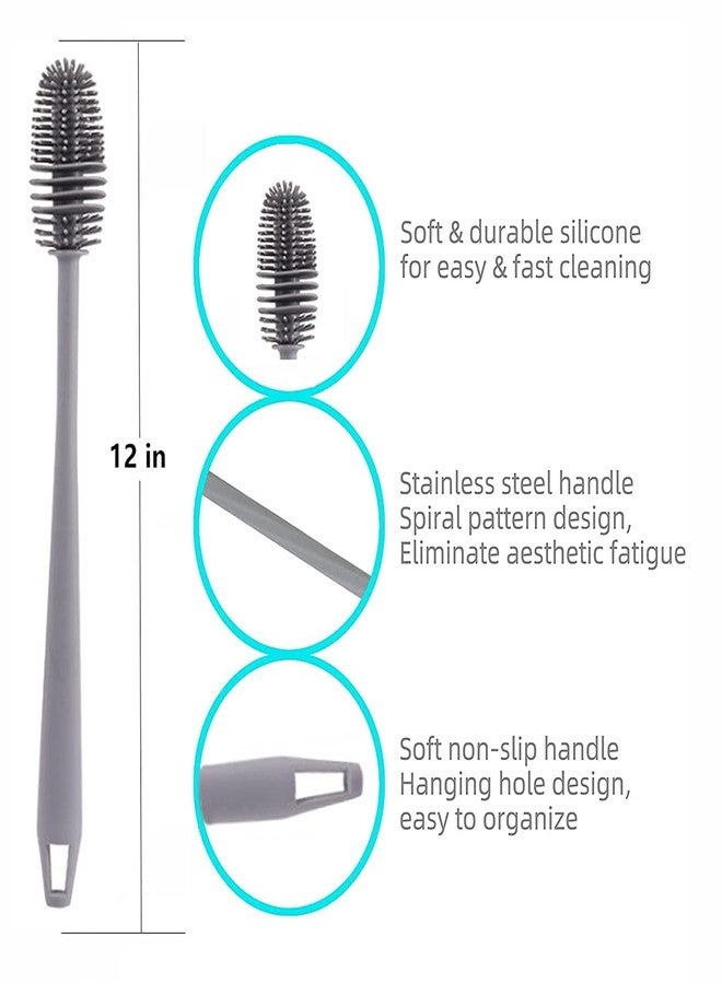 Toriox Silicone Bottle Cleaning Brush with Extra Long Handle for Milk Bottle Washer for Water Bottles Tumblers Thermos Cup, Vacuum Sports Bottle Cleaner (Multi Color) - Image 2