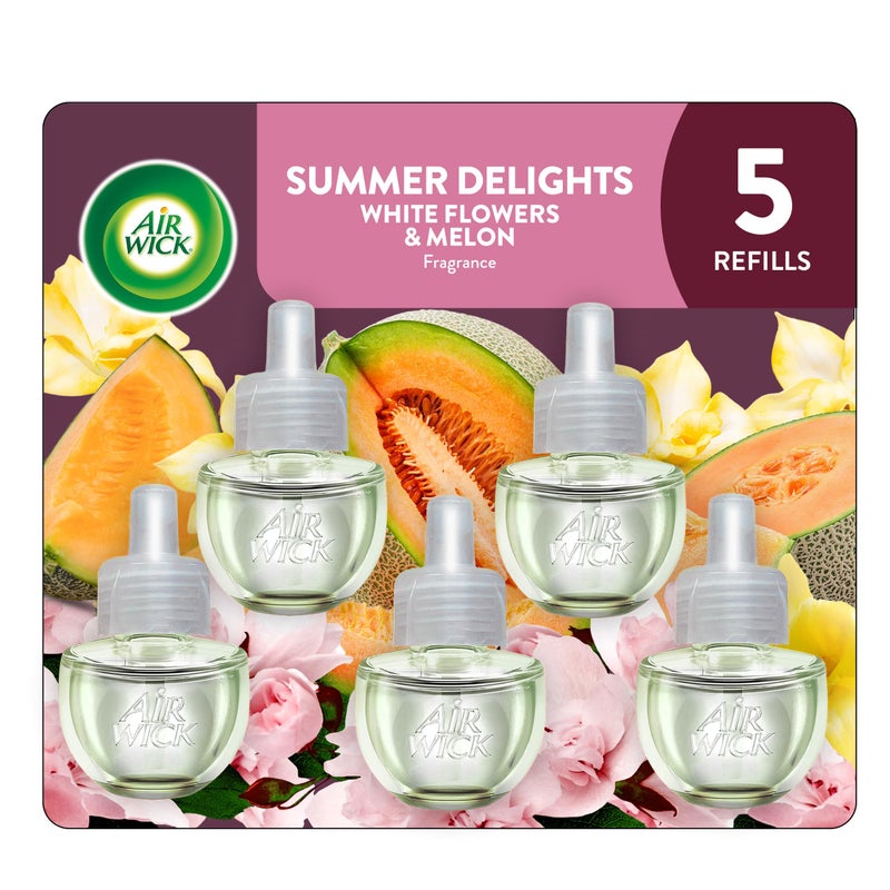 Air Wick عبوة إعادة تعبئة الزيوت العطرية من Plug In، 5 عبوات، زيوت عطرية معطرة للهواء من Summer Delights - Image 2