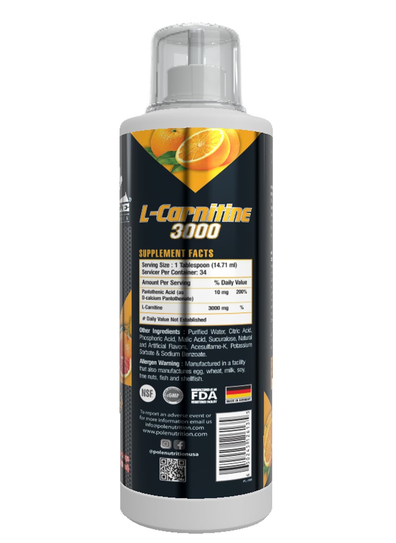 POLE NUTRITION - L-Carnitine 3000 Orange Blast - 34 Servings - Image 1