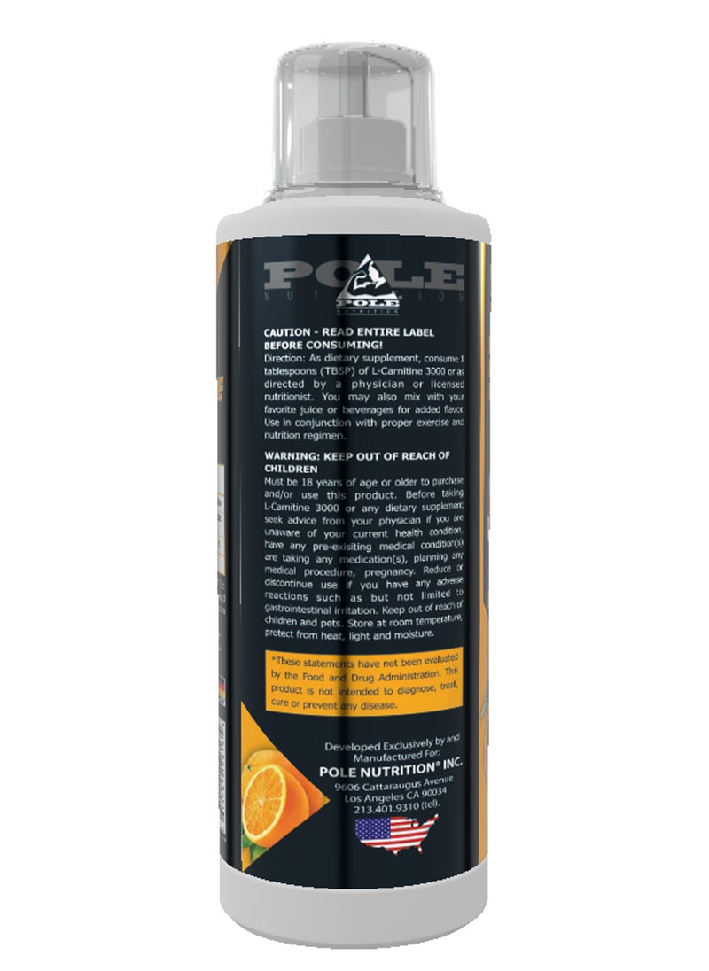 POLE NUTRITION - L-Carnitine 3000 Orange Blast - 34 Servings - Image 1