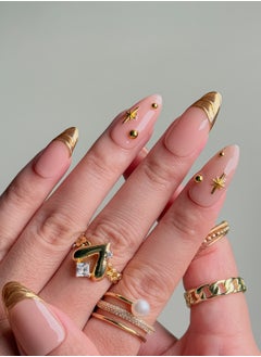 Nailfairy Handmade Press-On Nails – NailFairy Elegant Nude with Gold French Tips – Custom-Made, Reusable with Free Application Kit Included  - Image 4