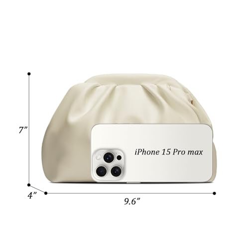 KKXIU Pleated Evening Handbag for Women Formal Clutch Purse with Removable Chain Strap Soft Wedding and Prom Bag Elegant Crossbody Clutch (Beige) - Image 5