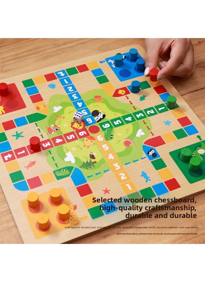 Wooden Game Flying Chess Checkers Gobang Chess Colosseum Chess Go Children's Educational Toys Multifunctional Chessboard-Color:Large Four In One C: Checkers + Flying Chess + Snake Chess + Colosseum Chess