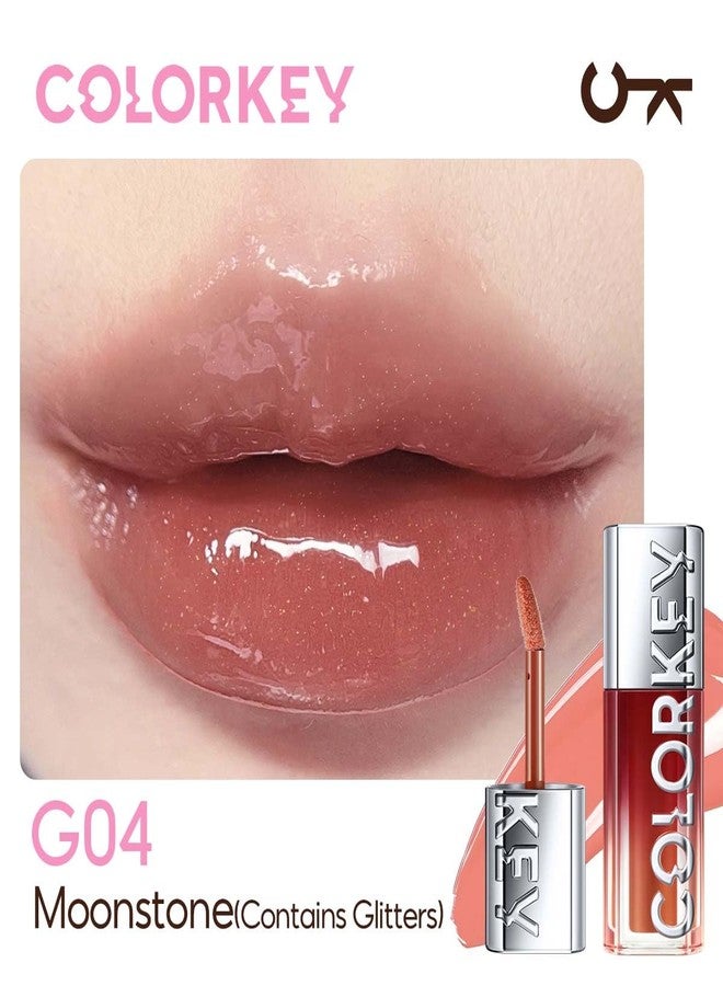 COLORKEY 3D Plump Oil Lip Gloss, High-shine Finish, Lip Tint, Moisturizing, Non-Sticky, Clear and Natural, Glassy Shine (G04 Moonstone(Contains Glitters), 3ml) - Image 2