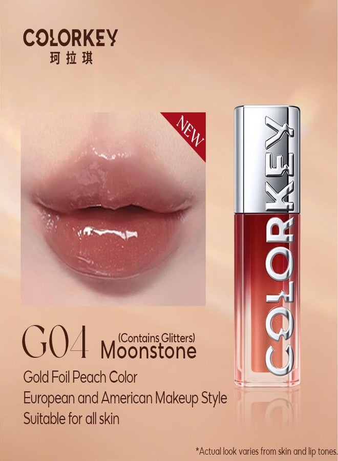COLORKEY 3D Plump Oil Lip Gloss, High-shine Finish, Lip Tint, Moisturizing, Non-Sticky, Clear and Natural, Glassy Shine (G04 Moonstone(Contains Glitters), 3ml) - Image 4