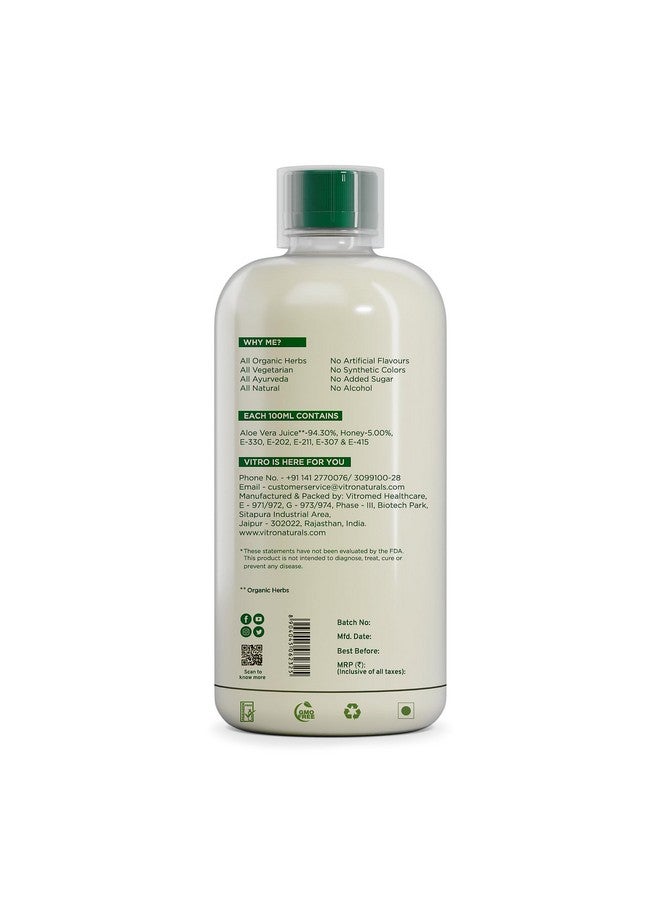 VITRO Aloe Vera Juice | Hydrates, Moisturizes | Detoxifies | Improves Skin And Hair Health | Weight Management (1Ltr) - Image 2