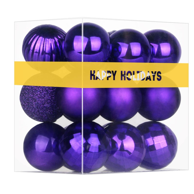GameXcel Purple 1.6"" Small Christmas Balls Christmas Tree Decoration Ornaments Shatterproof Hanging Balls for Birthday Wedding Halloween Holiday Decorations Set of 18pcs - Image 1