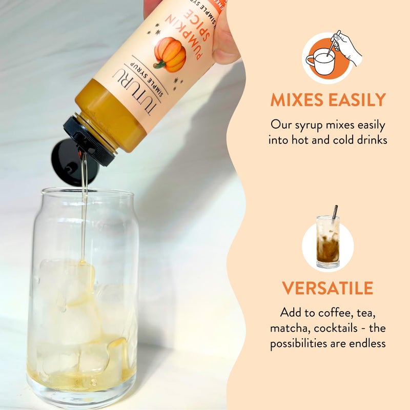 Pumpkin Spice Agave Simple Syrup for Coffee, Cocktails, Matcha - Sweetened with Agave Nectar - Infused with Real Pumpkin Spices - 13.5 oz - Image 4