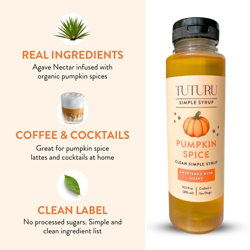 Pumpkin Spice Agave Simple Syrup for Coffee, Cocktails, Matcha - Sweetened with Agave Nectar - Infused with Real Pumpkin Spices - 13.5 oz - Image 5