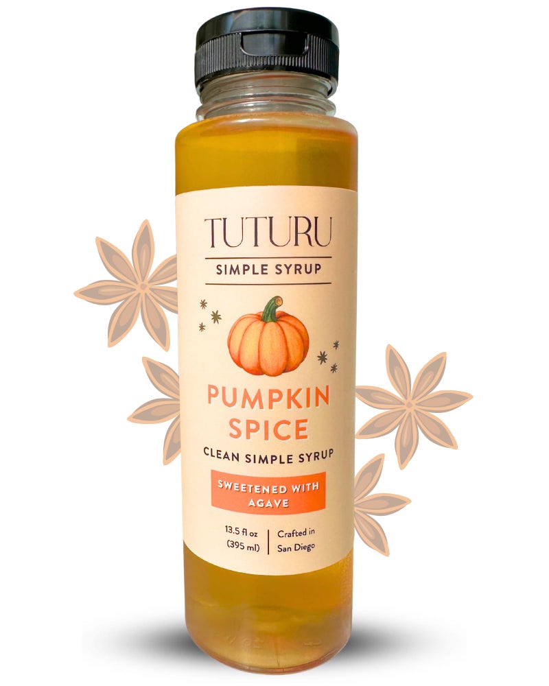 Pumpkin Spice Agave Simple Syrup for Coffee, Cocktails, Matcha - Sweetened with Agave Nectar - Infused with Real Pumpkin Spices - 13.5 oz - Image 1