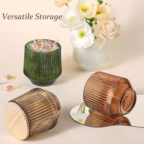 Simeitol 13 OZ Candle Making Kit - 6 Pack Amber Ribbed Glass Jars With Bamboo Lids and Wick Kit for Containers - Image 5