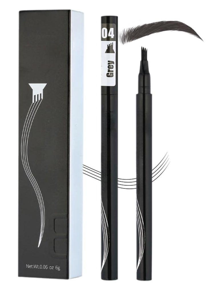 General - Eyebrow Contouring Pen, 2Pcs Microblading Eyebrow Pen Tattoo Pencil 4 Fork Tip, Fine Stroke Microblading Eyebrow Pencil 4 Tipped Precise Brow Pen Natural (Grey) - Image 1