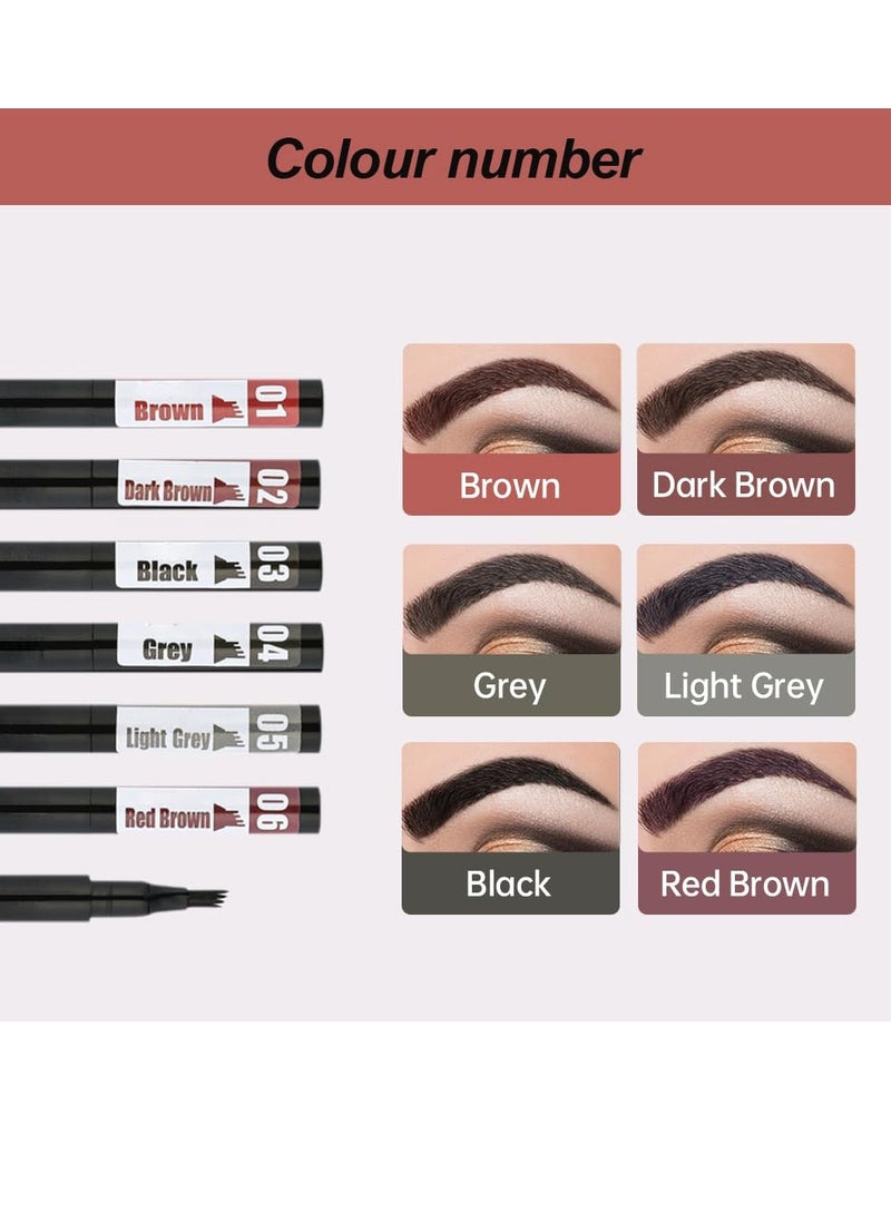 General - Eyebrow Contouring Pen, 2Pcs Microblading Eyebrow Pen Tattoo Pencil 4 Fork Tip, Fine Stroke Microblading Eyebrow Pencil 4 Tipped Precise Brow Pen Natural (Grey) - Image 1