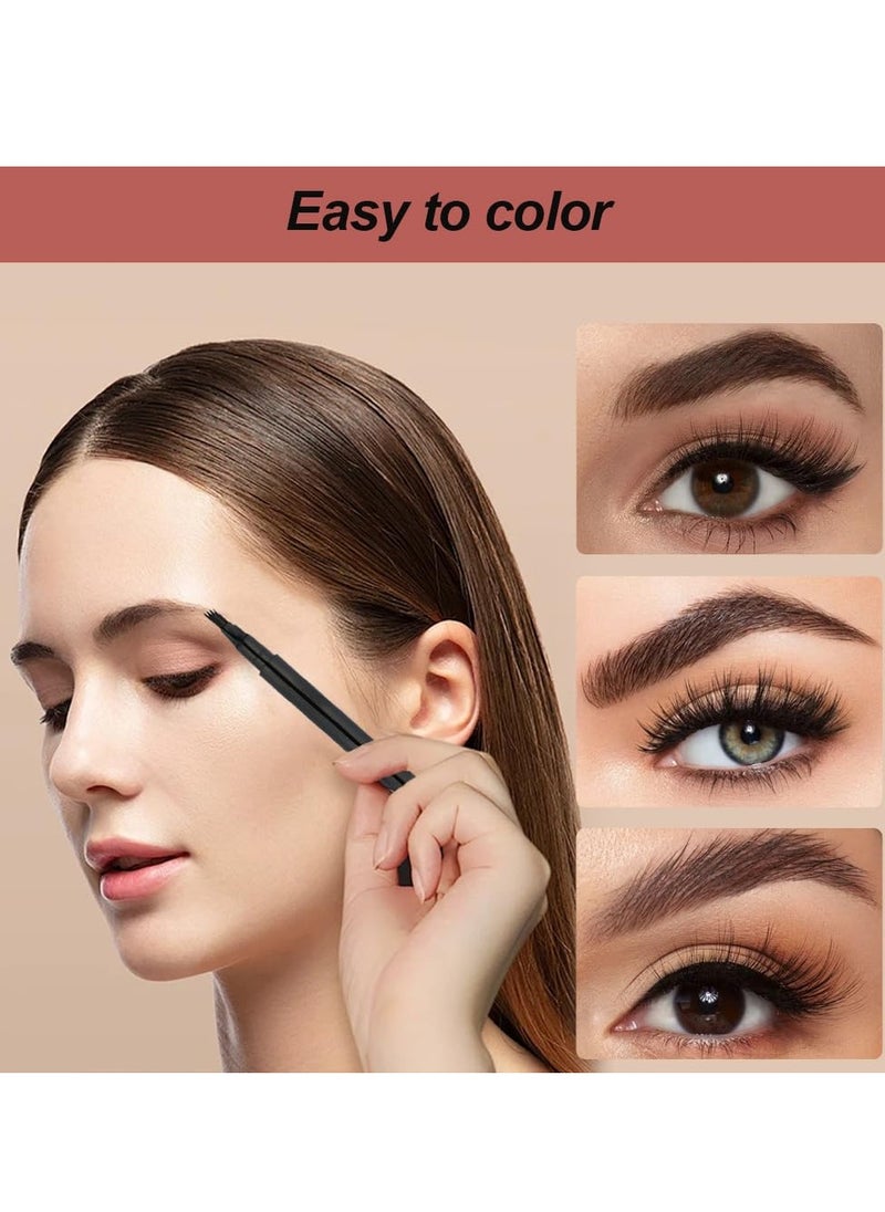 General - Eyebrow Contouring Pen, 2Pcs Microblading Eyebrow Pen Tattoo Pencil 4 Fork Tip, Fine Stroke Microblading Eyebrow Pencil 4 Tipped Precise Brow Pen Natural (Grey) - Image 1