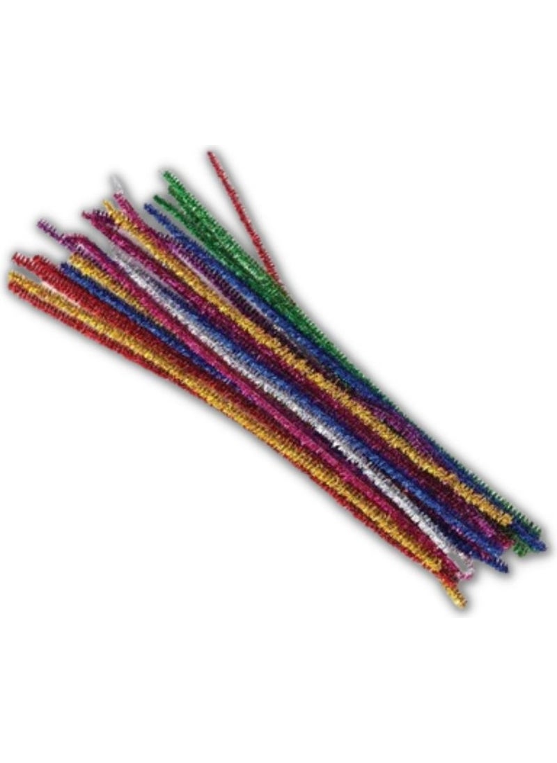 Ticon Metallic Colored Chenille 50 cm 1 Pack of 25 50 cm Metallic Colored Hairy Wire 1 Pack of 25  - Image 1