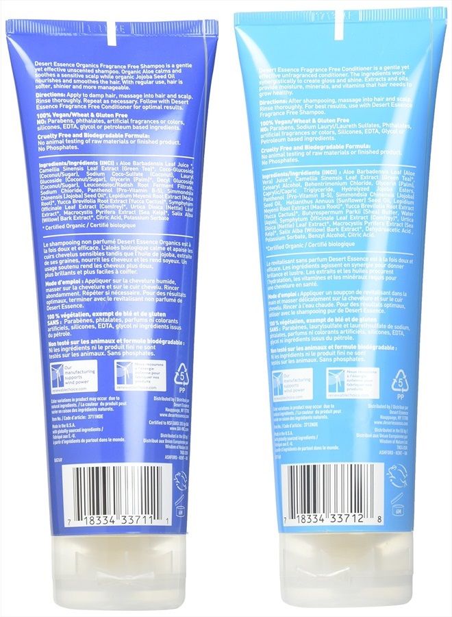 Desert Essence Fragrance Free Shampoo & Conditioner Bundle - 8 Fl Ounce - Pure - Vitamin B5 - Green Tea - Softer, Shinier & More Manageable - Aloe Vera - Unscented - Image 2