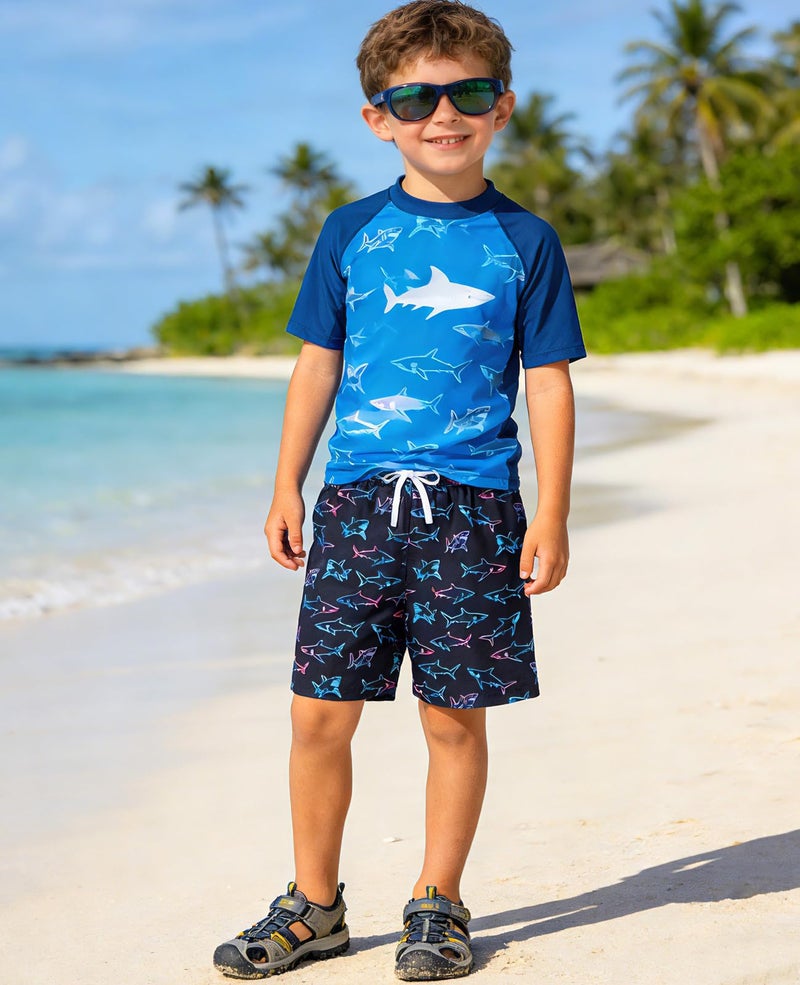 Cuddomper Teen Boys Swim Trunks Compression Liner Size 10-12 Swimming Shorts Gradient Shark Quick Dry Bathing Suit Swimwear with Stretch Boxer Brief Swimsuit Beach Boardshorts - Image 3
