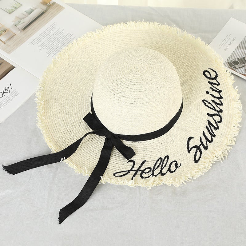 Big Brim Summer Fisherman Hat Women'S Net Red Hat Beach Vacation Straw Sun Hat Sunscreen Sunshade Straw Hat Women'S Fashion - Image 1