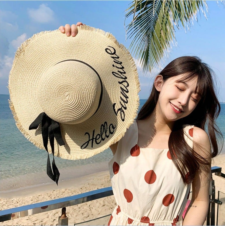 Big Brim Summer Fisherman Hat Women'S Net Red Hat Beach Vacation Straw Sun Hat Sunscreen Sunshade Straw Hat Women'S Fashion - Image 4