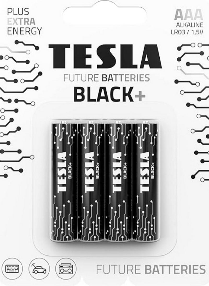 Tesla AAA Battery Black+ Alkaline Pack Of 4 - Image 1
