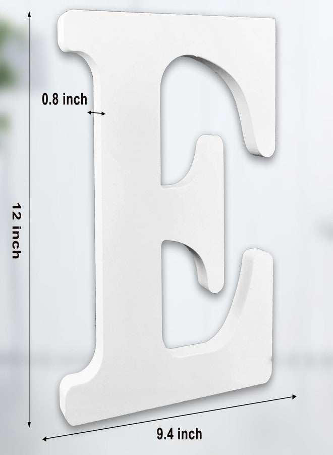 AOCEAN 12 Inch White Big Wood Letters Unfinished Wooden Letters for Wall Decor Decorative Standing Letters Slices Sign Board Decoration for Craft Home Party Projects (E) - Image 2